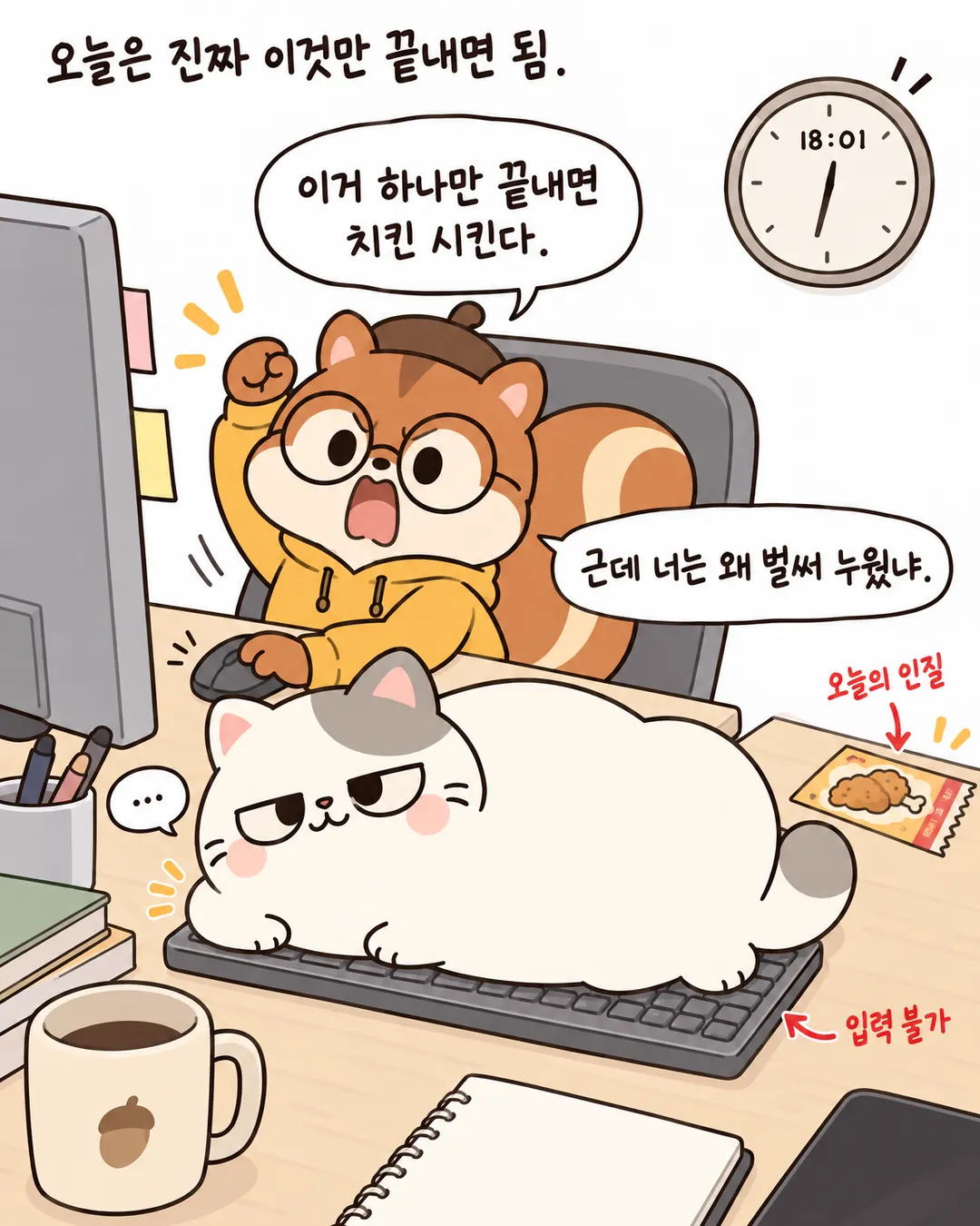 퇴근은 고양이 결재부터 2번 카드