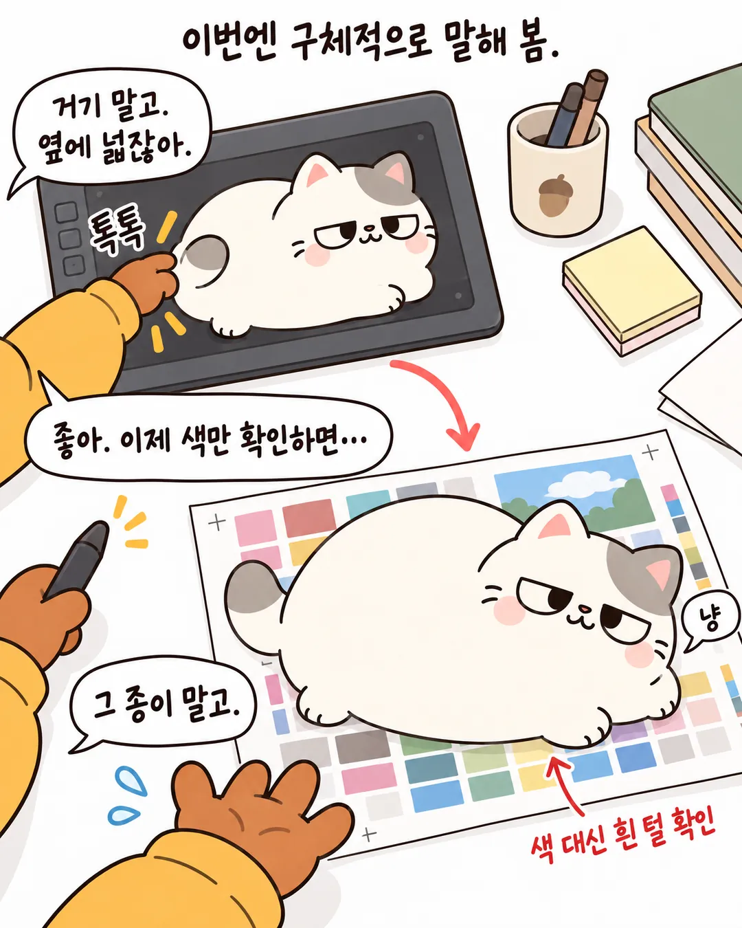 퇴근은 고양이 결재부터 5번 카드