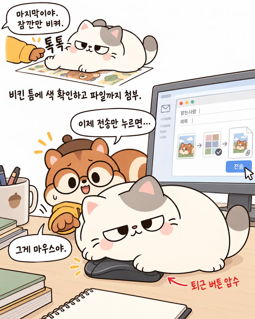 퇴근은 고양이 결재부터 7번 카드